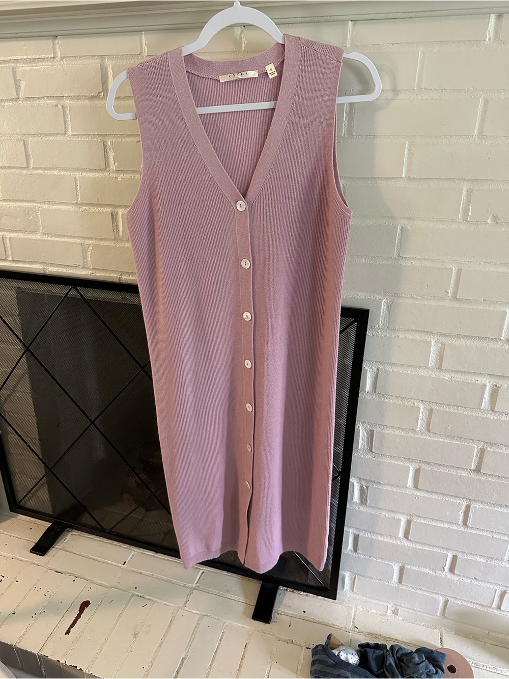 Cyrus Sleeveless knit  Button-Front Midi Dress in Lilac
